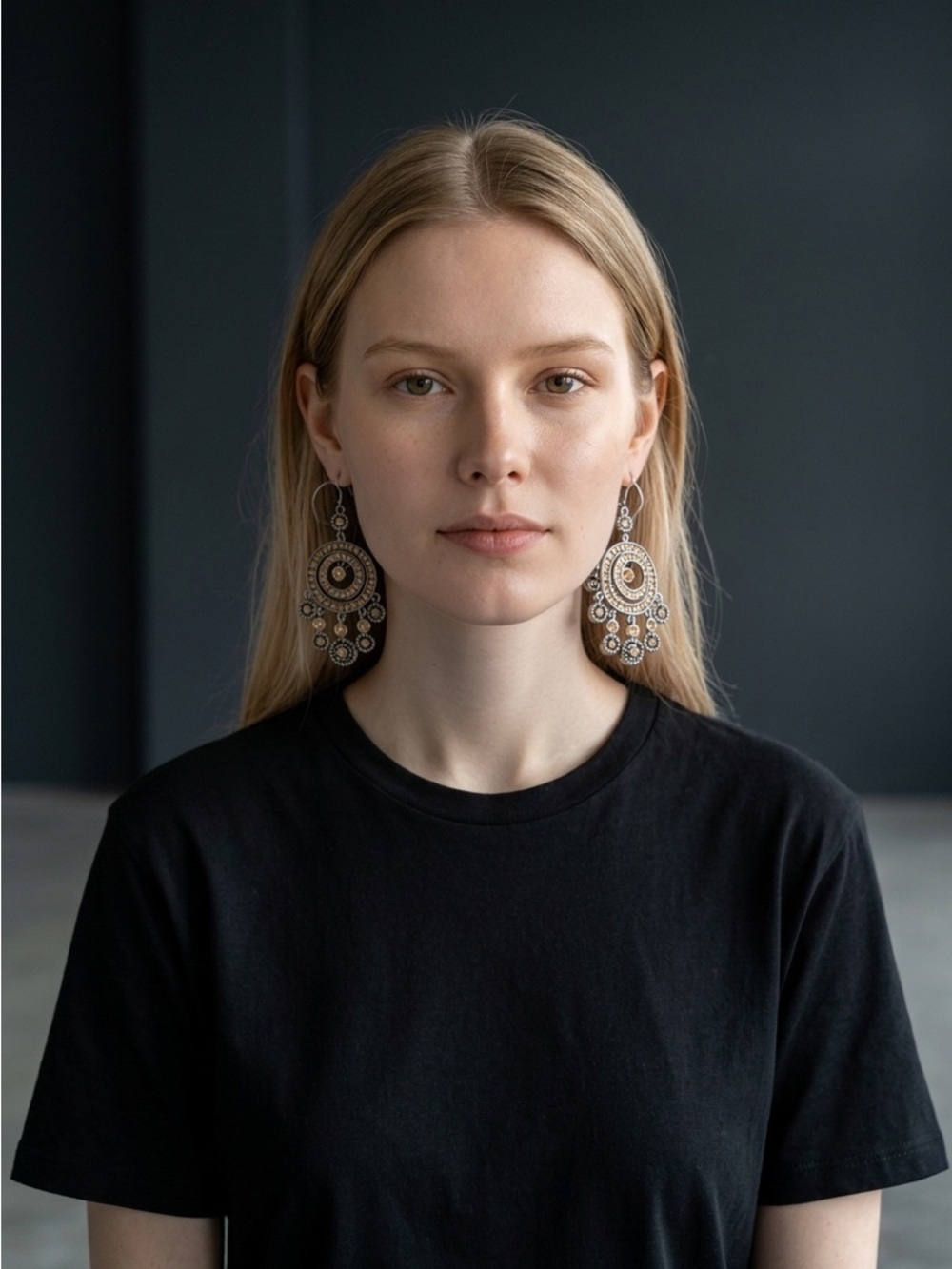 Boho Filigree Chandelier Earrings — Statement Drop Silver-Tone
